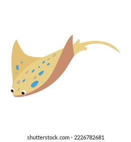 Cute stingray cartoon vector illustration. Swimming Manta Rays, sea animal living in ocean. Animal of sea concept for banner design or landing page