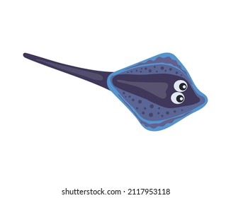 Cute stingray cramp fish with big eyes cartoon icon vector illustration