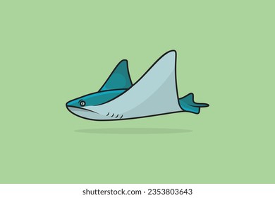 Cute Stingray Fish swimming cartoon vector illustration. Animal nature icon concept. Cartoon marine stingray fish vector design.