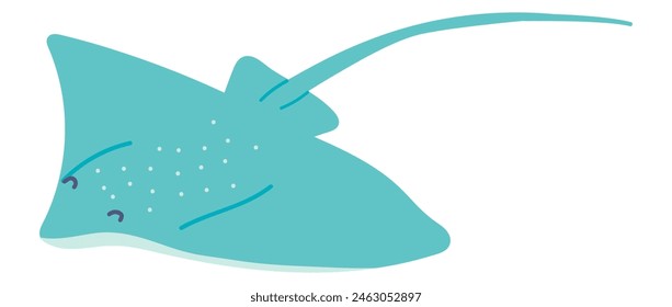 Lindo mantarraya en diseño plano. Animal marino nadador, fauna submarina. Ilustración vectorial aislada.