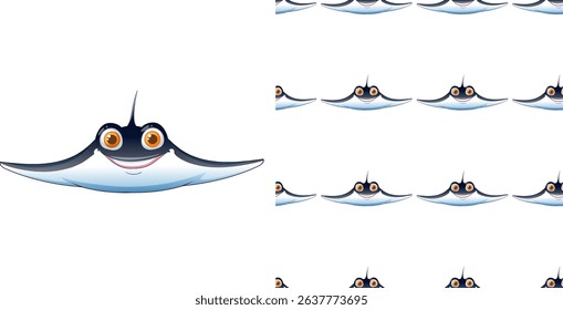 Cute stingray illustration with a playful expression