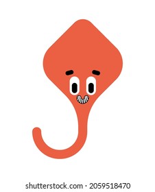 Cute stingray isolated. Cartoon sea animal. vector illustration