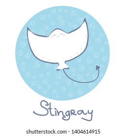 Cute stingray vector illustration background