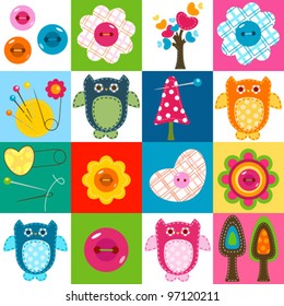 cute stitch owls and other baby themed elements