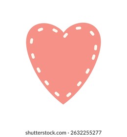 Cute stitched heart icon in soft pink color