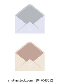 Cute Stock Vector illustration in simple cartoon style. Isolate on a white background. Vintage open envelope