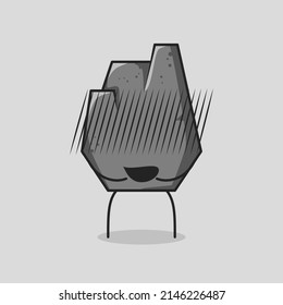 tira cómica de piedra adorable con expresión vergonzosa. adecuado para emoticono, logotipo, mascota e icono. gris
