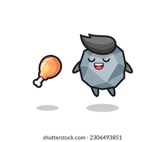 cute stone floating and tempted because of fried chicken , cute style design for t shirt, sticker, logo element