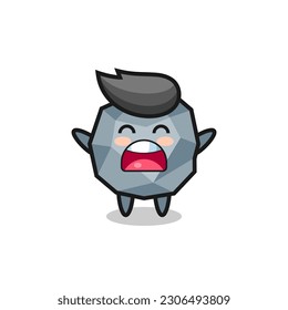 cute stone mascot with a yawn expression , cute style design for t shirt, sticker, logo element