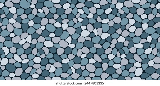 Cute stones template background. Paving seamless pattern vector illustration. Summer doodle sea cobblestone backdrop. Pebble, shingle beaches wallpaper for interior, exterior,travel, spa design.