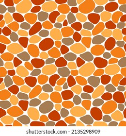 Cute Stones Vector Seamless Pattern. Pebble Repeat Texture. Cartoon Pavement Template Wallpaper. Cobbled Street Endless Background For Game, Landscape Gardening Outdoor And Indoor Interiors