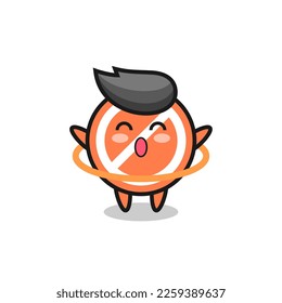 cute stop sign cartoon is playing hula hoop , cute style design for t shirt, sticker, logo element