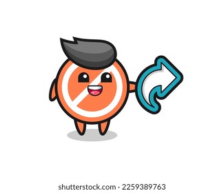 cute stop sign hold social media share symbol , cute style design for t shirt, sticker, logo element