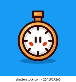 Cute stopwatch cartoon vector icon illustration 