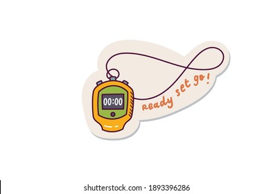 Cute stopwatch doodle sticker design