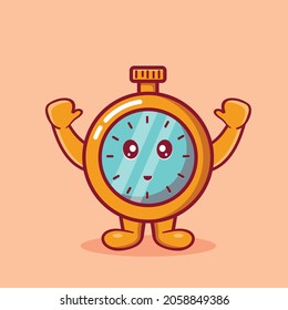 cute stopwatch mascot smile isolated cartoon in flat style