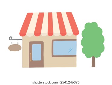 Cute store exterior hand drawn illustration