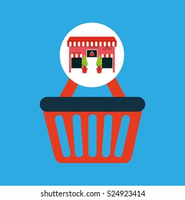 cute store shopping basket buy vector illustration eps 10