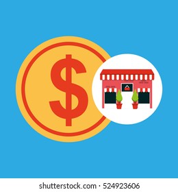cute store shopping money dollar vector illustration eps 10