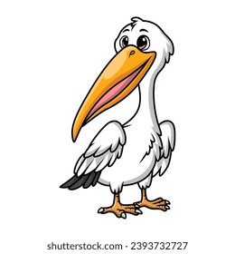 Cute stork cartoon on white background