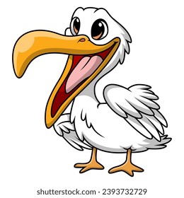 Cute stork cartoon on white background