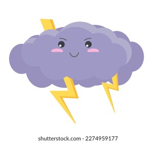 sticker of a cute cartoon thunder cloud 8704842 Vector Art at Vecteezy
