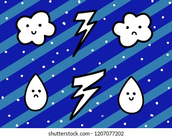 CUTE STORM ILLUSTRATION CLOUDS RAIN VECTOR 