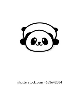 Cute Stout Panda rest lying down vector illustration, Baby Bear logo, new design line art, Chinese Teddy-bear Black color sign, simple image, picture with animal