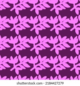 Cute strange tropical leaves seamless pattern. Naive art style. Leaf plants endless wallpaper. Abstract floral background. Modern botanical print. Design for fabric, textile print, wrapping, cover