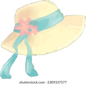 Cute Straw Hat Cartoon Isolated