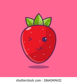 cute strawberries, fruit theme, perfect for your business, stickers, emoticons, vector eps 10