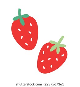 Cute Erdbeeren Symbol, Cartoon-Doodle-Illustration einzeln auf weißem Hintergrund. Einfache handgezeichnete Kunst, Doodsymbol, gesunde Video-Kunst