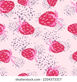 Reine Erdbeeren nahtloses Muster. Doodle Erdbeeren, unendlicher Hintergrund. Tapete mit handgezeichneten Früchten. Design für Gewebe, Stoffdruck, Wickelpapier, Küchentextilien, Deckel. Vektorgrafik