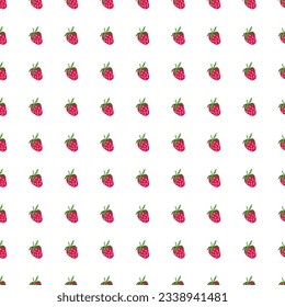 Cute strawberries seamless pattern. Doodle strawberry endless background. Hand drawn fruits wallpaper. Design for fabric, textile print, wrapping paper, kitchen textiles, cover. Vector illustration