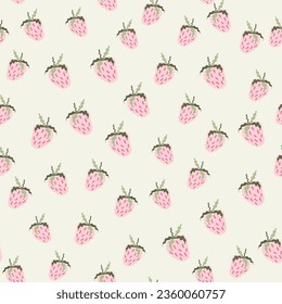 Fresas sin soldadura. Fresa Doodle fondo interminable. Papel pintado de frutas a mano. Diseño para tela, imprenta textil, papel envolvente, productos textiles de cocina, cubierta. Ilustración del vector