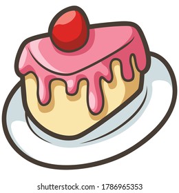 Cute strawberry cake cartoon clipart