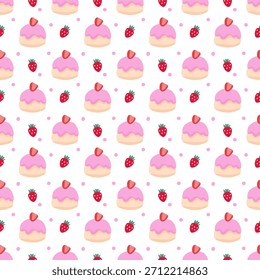 Lindo pastel de fresa sin patrón de fondo