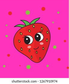 Cute strawberry cartoon character