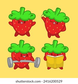 Cute Strawberry Cartoon Character Graphics