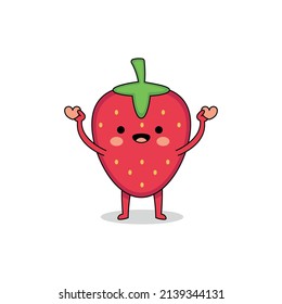 Cute strawberry cartoon character spreading love