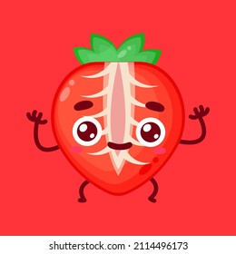 cute strawberry cartoon character vector	