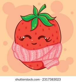 cute strawberry cartoon character vector
