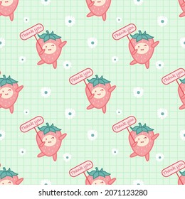 Cute Erdbeerkartoon nahtloses Muster, Vektordesign für Welmilchtag, Kinder, Dekoration, Tapete, Wickelpapier, Stoff, Hintergrund