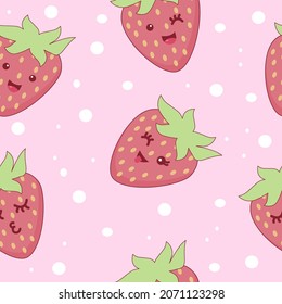 Cute Erdbeerkartoon nahtlose Muster-Vektorgrafik auf rosafarbenem Hintergrund Design für Welmilchtag, Kinder, Dekoration, Tapeten, Wickelpapier, Stoff, Hintergrund, Hintergrund