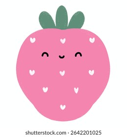  cute strawberry cartoon with smile expression