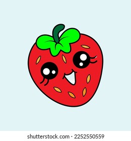 Cute Strawberry Cartoon. vector illustration