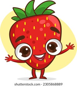cute strawberry  character cartoon vector