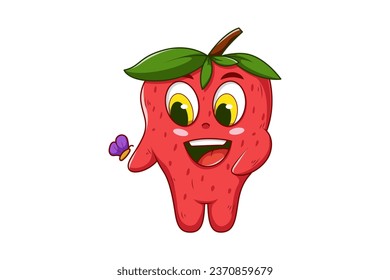 Cute Strawberry Character Design Illustration