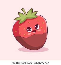 Cute Strawberry Character Design Illustration