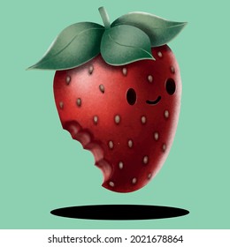 cute strawberry character with face